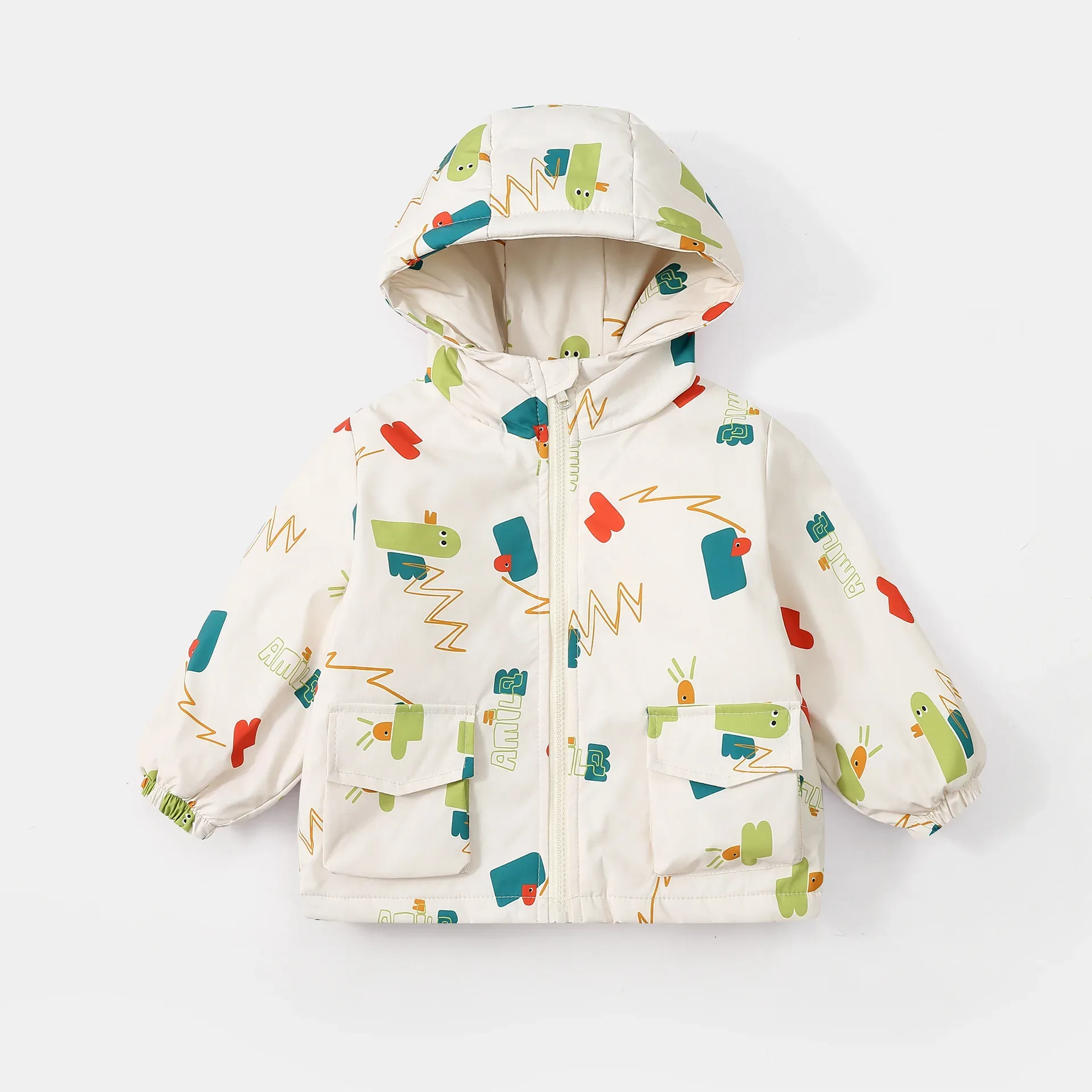Kids' 3-in-1 Cartoon-Print Jacket — Beige Print, shell jacket alone