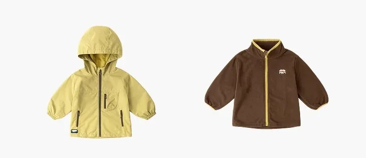 Kids' 3-in-1 Three-Layer Jacket — Yellow & Brown, two colourways together