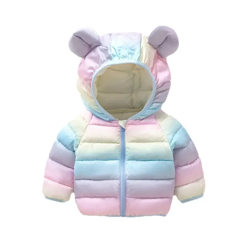 Kids' Bear-Ear Hooded Print Jacket — Rainbow Pastel, second view