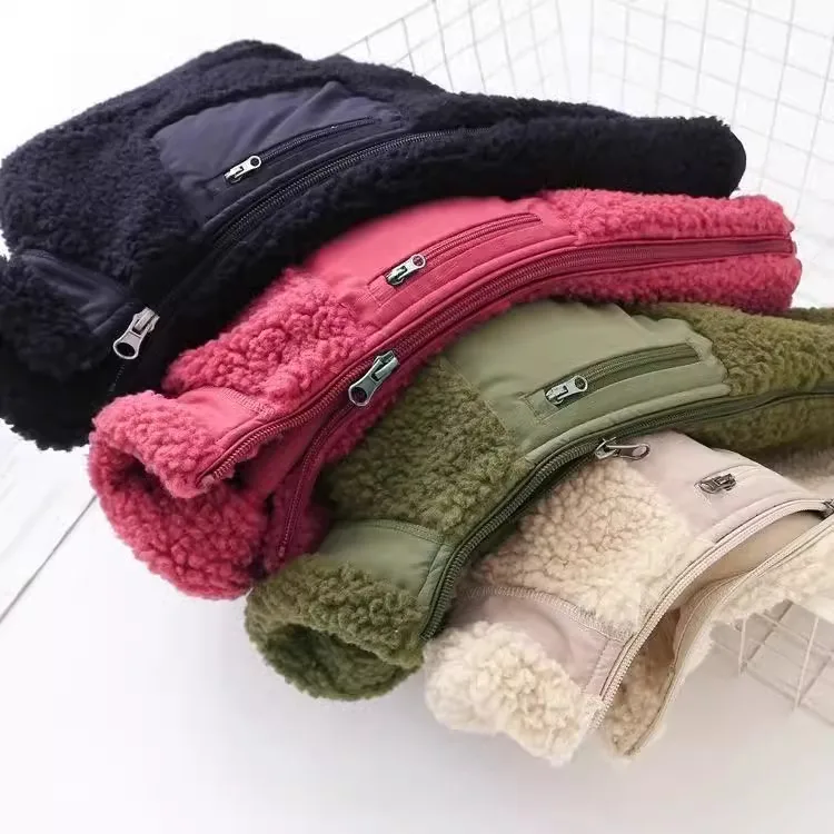 Kids' Boucle Sherpa Zip Jacket — 5 Colourways — Five colourways, folded stack
