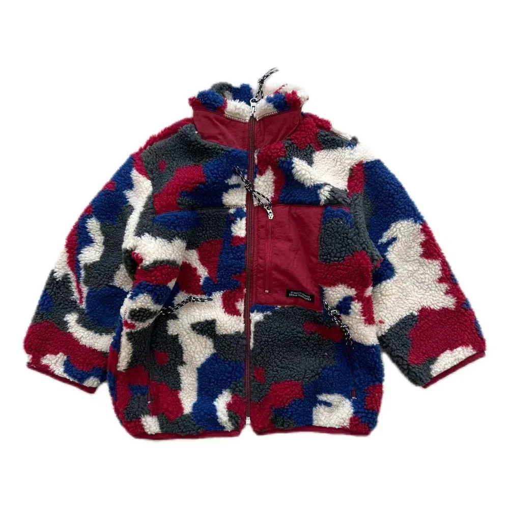 Kids' Camo Sherpa Zip Jacket — 3 Colourways — Red Camo, front view