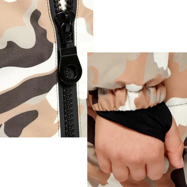 Kids' Camo Two-Piece Ski Set — 1 Colourway — Desert Camo, zip and cuff detail