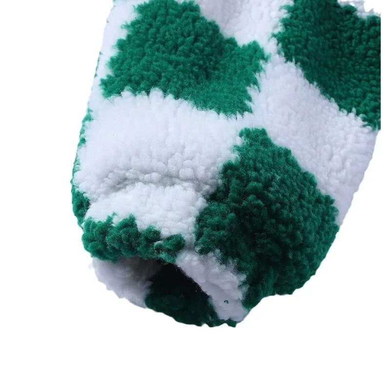 Kids' Checked Sherpa Jacket — Detail Photos — Green & White Check, cuff detail