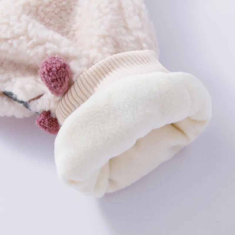 Kids' Cherry Fleece Button Jacket — Cream — Cream White, cuff and lining detail