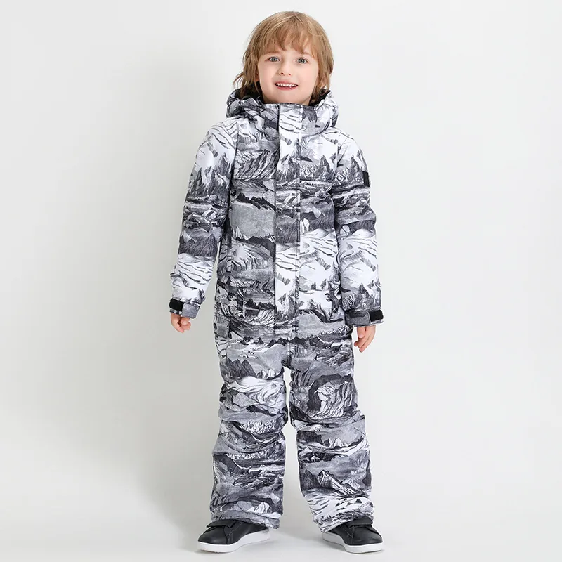 Kids' one-piece ski suit with a print — Mountain Ink