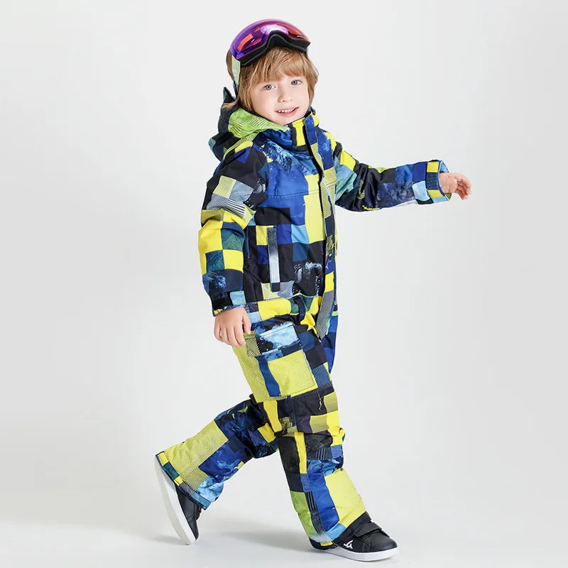 Kids' one-piece ski suit with a print — Colour Block