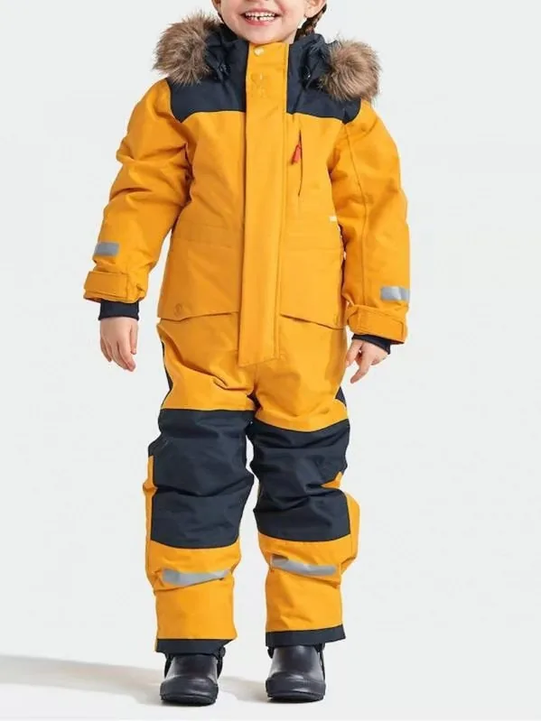 Kids' colour-block one-piece ski suit — Yellow