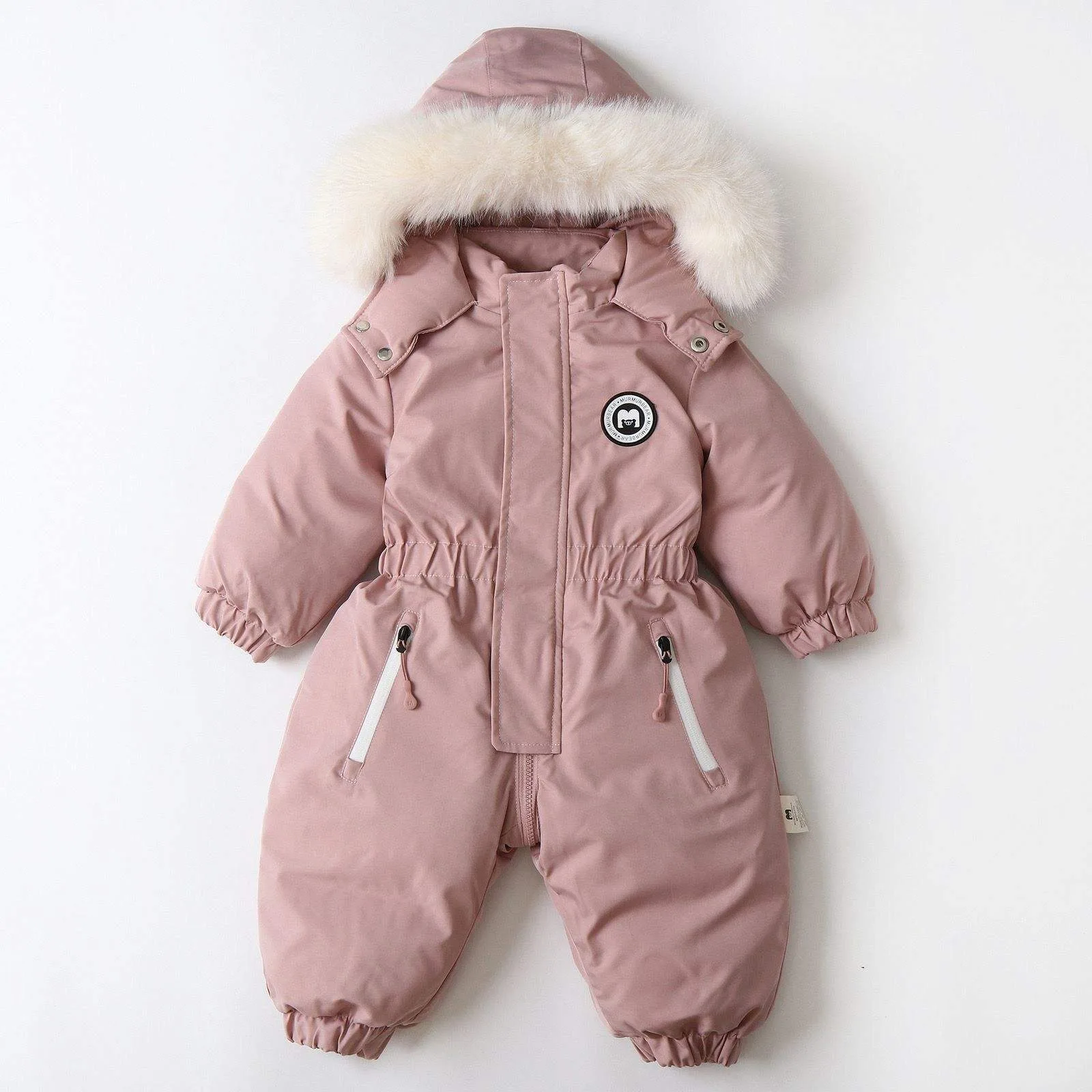 Kids' colour-block plush romper — Dusty Pink, front