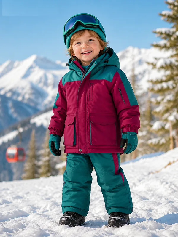 Kids' Colour-Block Ski Jacket — 1 Colourway