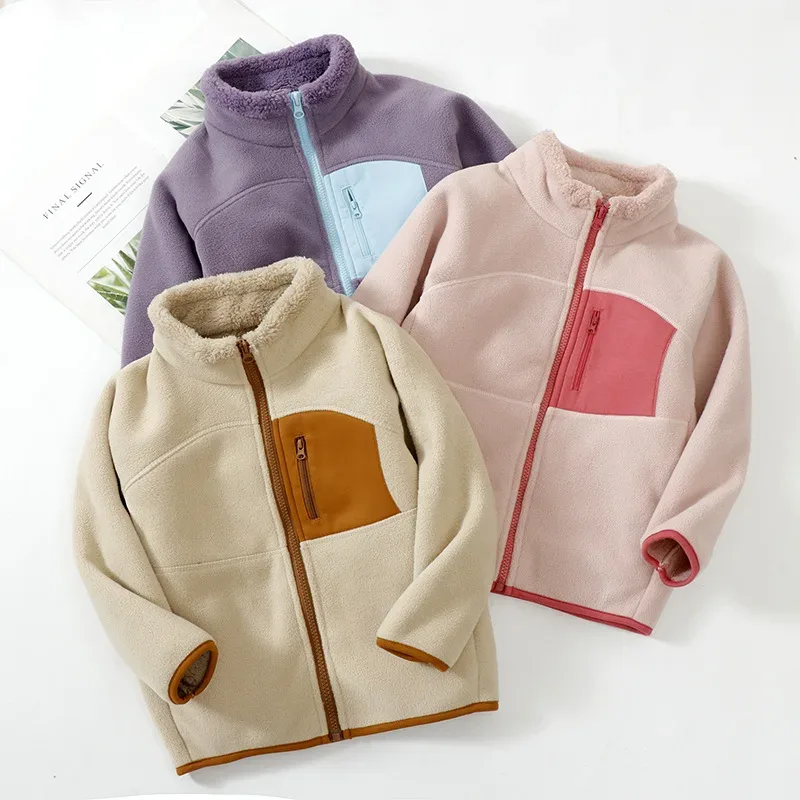 Kids' Contrast-Pocket Fleece Jacket — Family Sizes — Three colourways, group