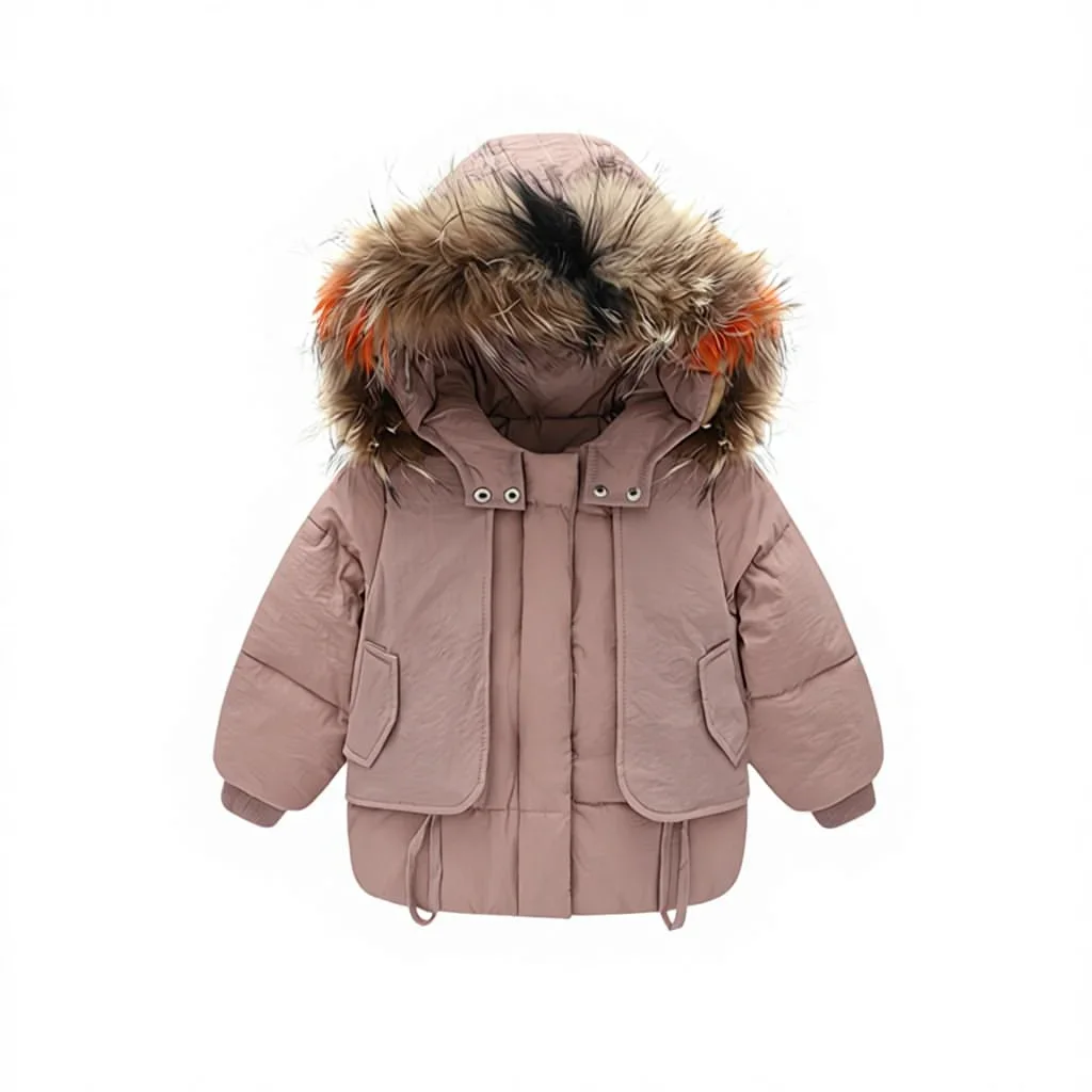 Kids' cotton-padded two-piece set — Pink, jacket