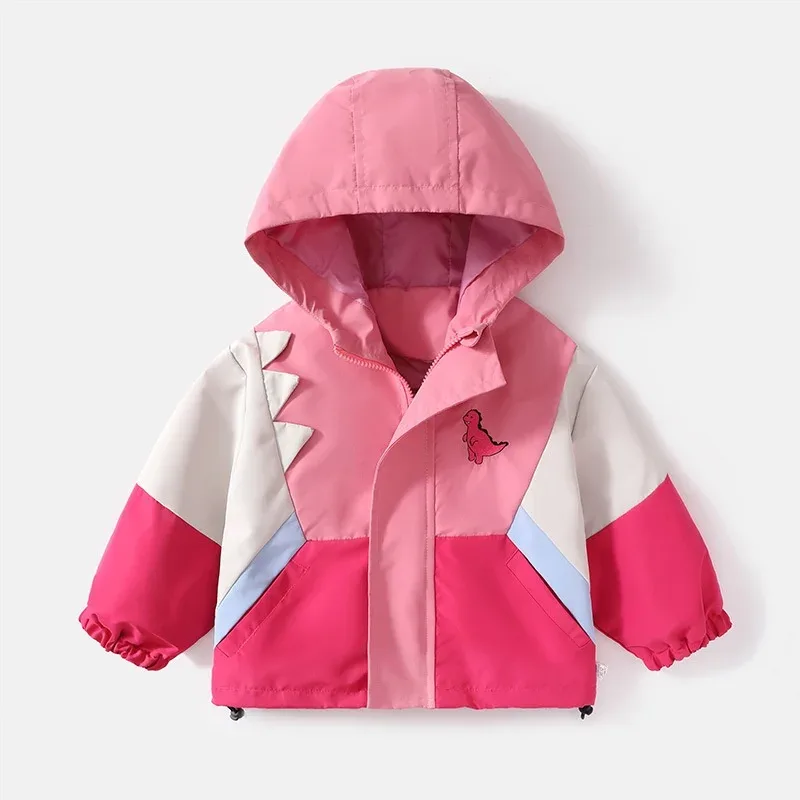Kids' Dinosaur Colour-Block Jacket — Pink, front