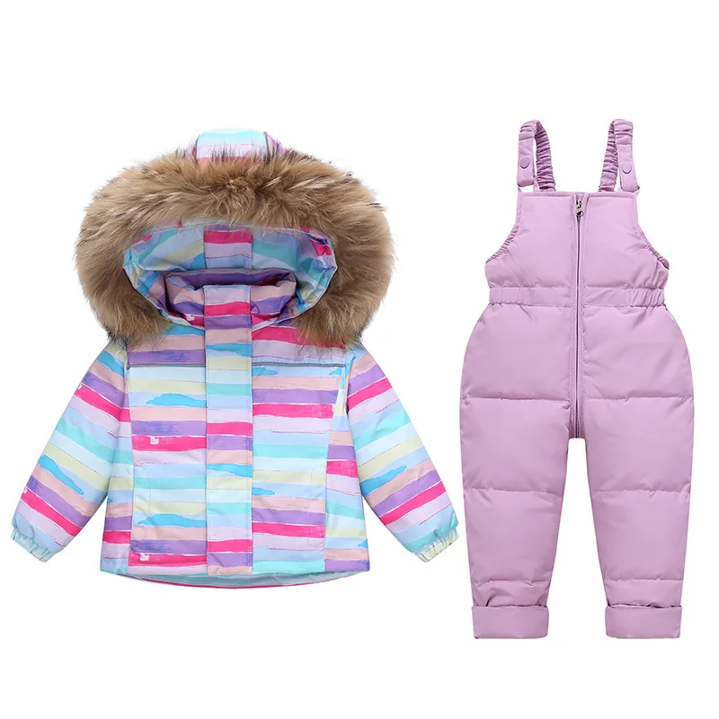 Kids' down jacket & bib pants set — Candy Stripes