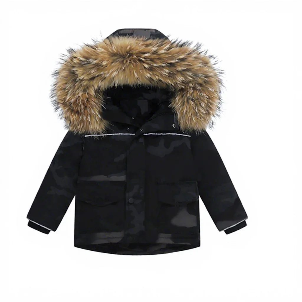 Kids' down ski jacket and bib set — Black, jacket
