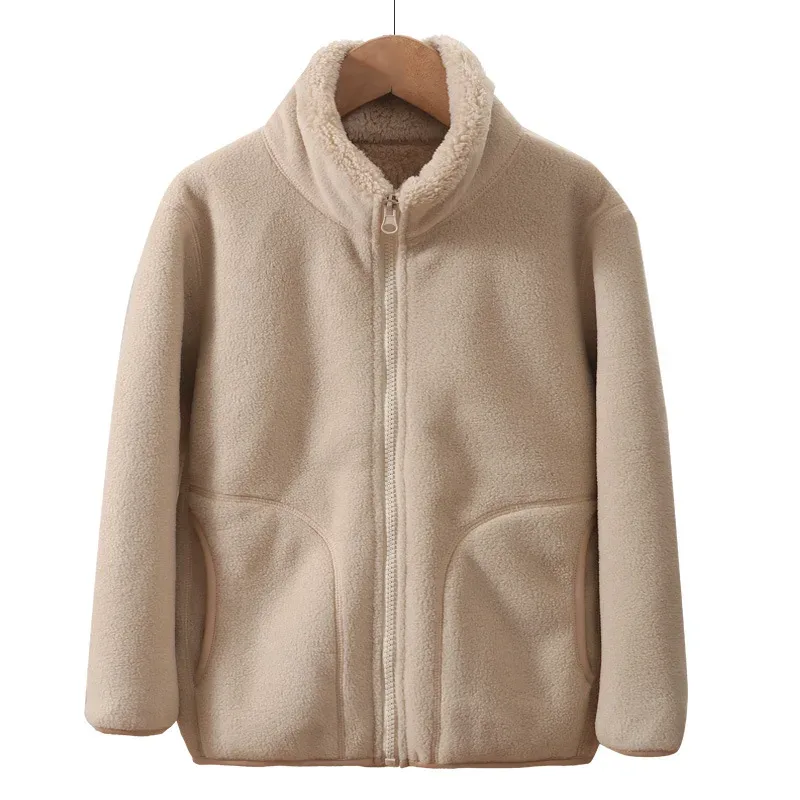 Kids' Fleece Trench Coat — Shallow Coffee, front