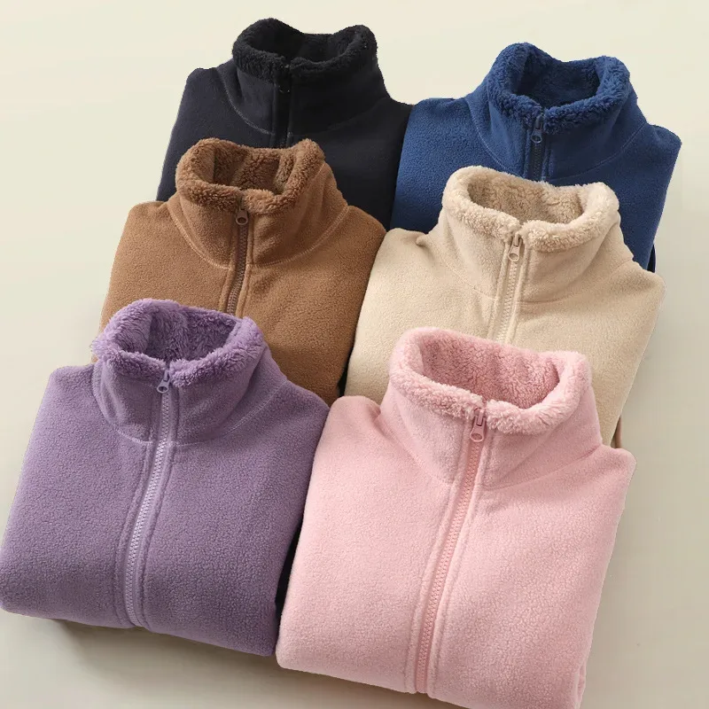 Kids' Fleece Trench Coat — Folded group, folded colourways