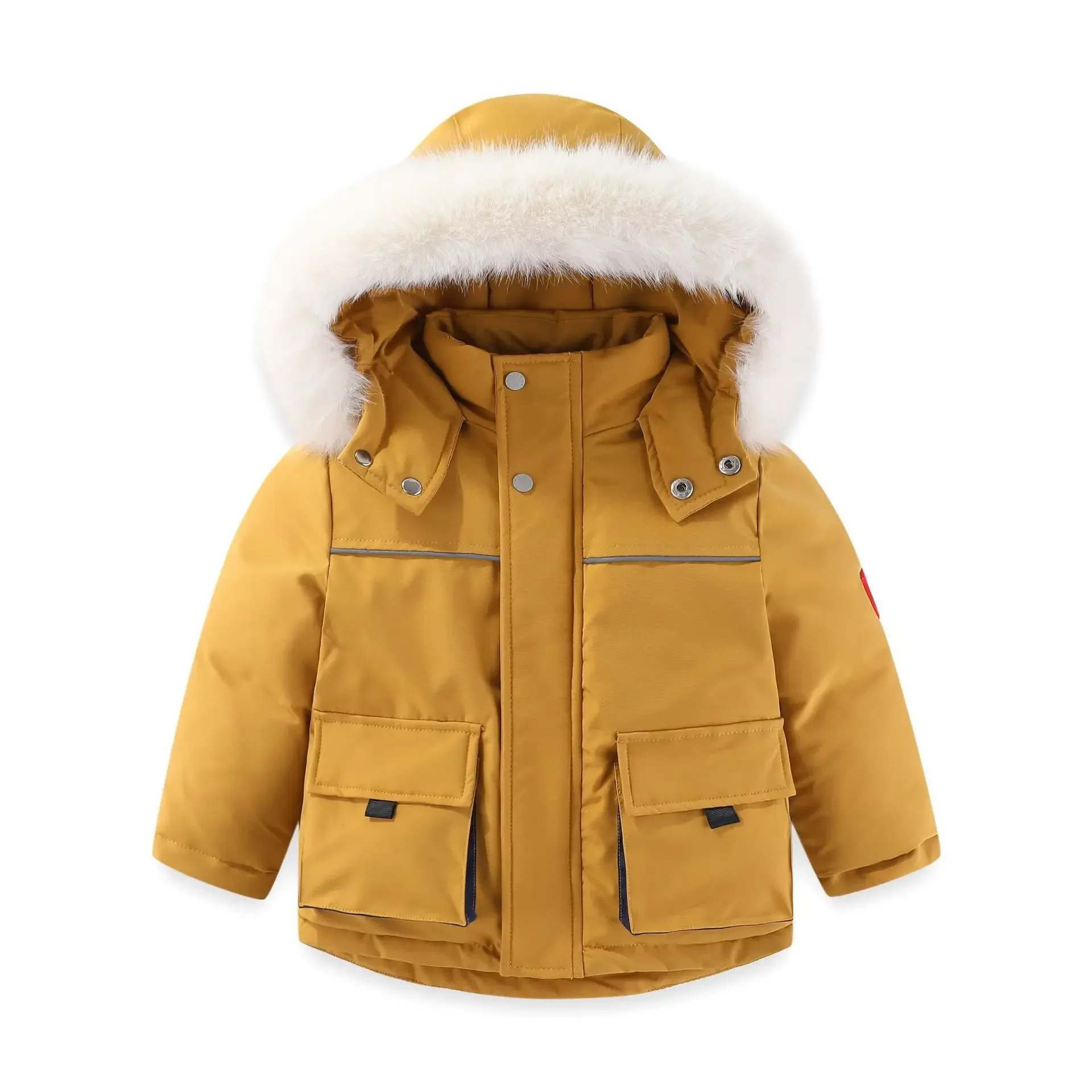 Kids' Fur-Collar Jacket & Bib Pants Set — Ginger, jacket only