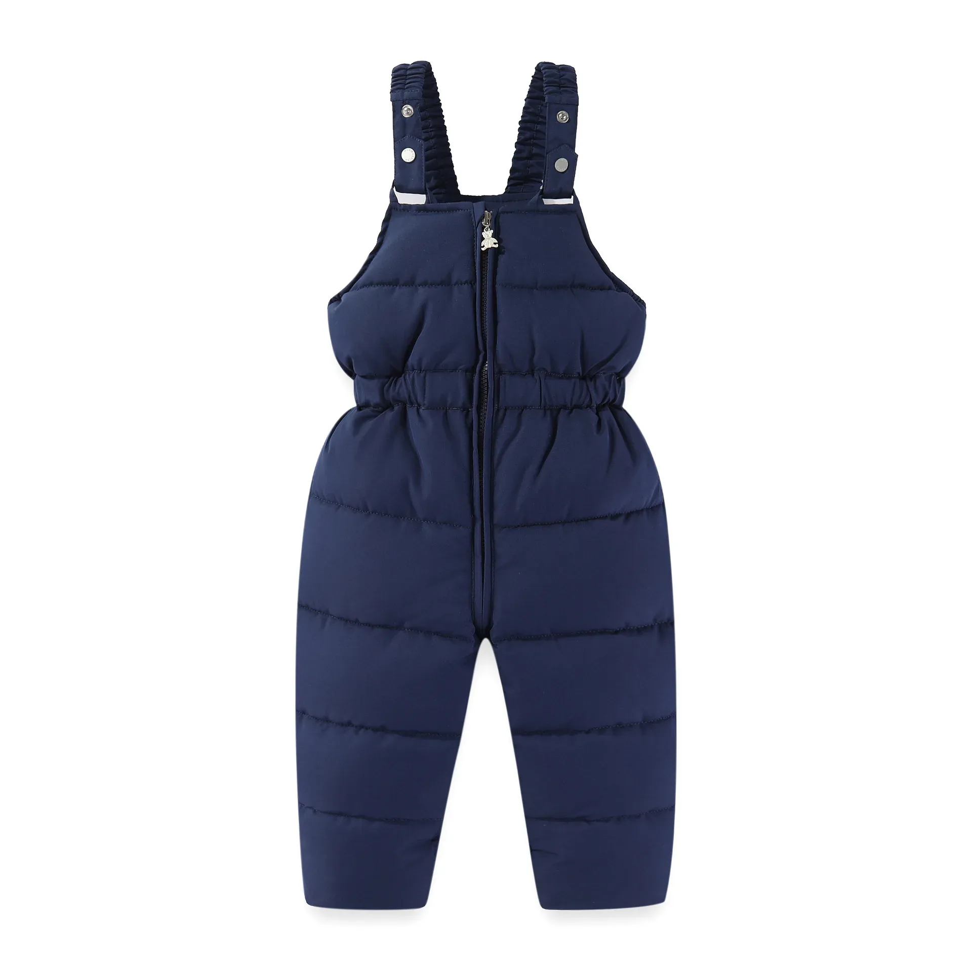 Kids' Fur-Collar Jacket & Bib Pants Set — Navy Blue, bib pants only
