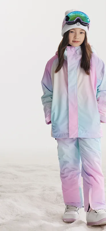 Kids' gradient two-piece ski set — Pink-Purple Gradient