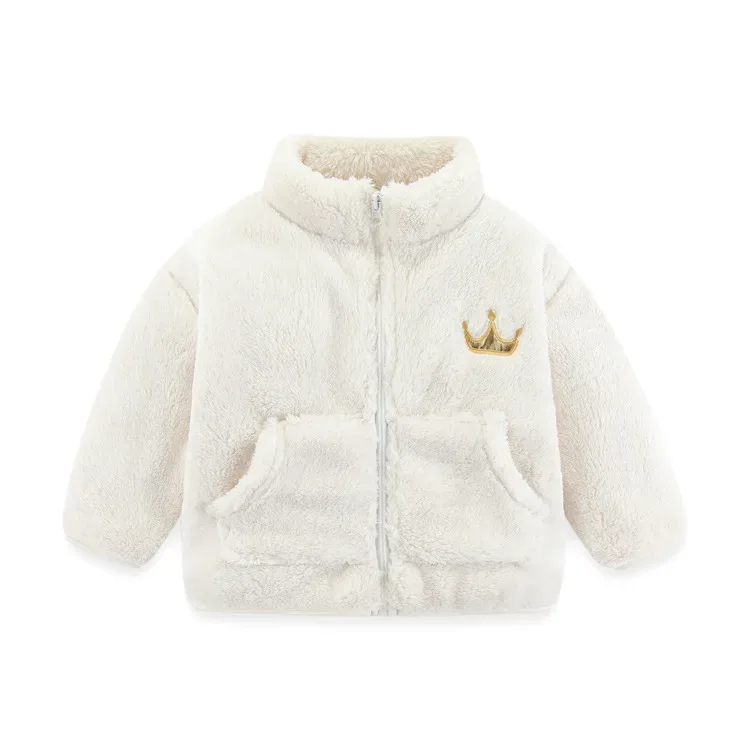 Kids' Granule Fleece Jacket — 17 Colourways — Cream Velvet Collar, front