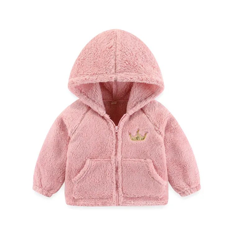 Kids' Granule Fleece Jacket — 17 Colourways — Pink Velvet Hooded, front