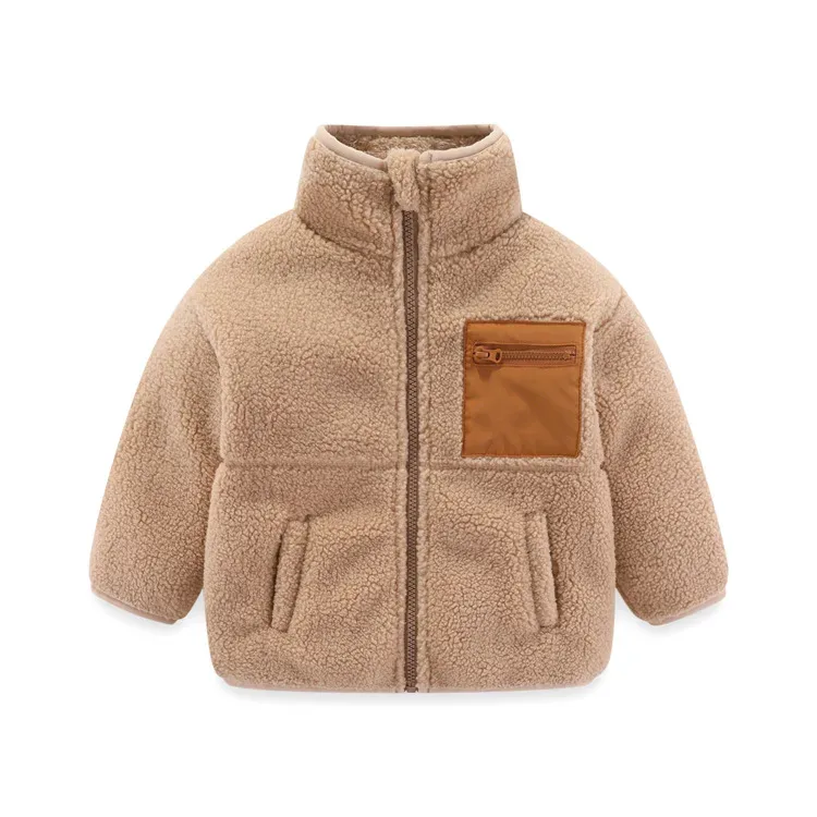 Kids' Granule Fleece Jacket — 17 Colourways — Rice Brown Pocket, front
