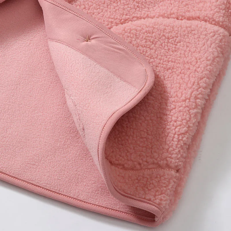 Kids' Hooded Boucle Button Coat — 4 Colourways — Pink, lining detail
