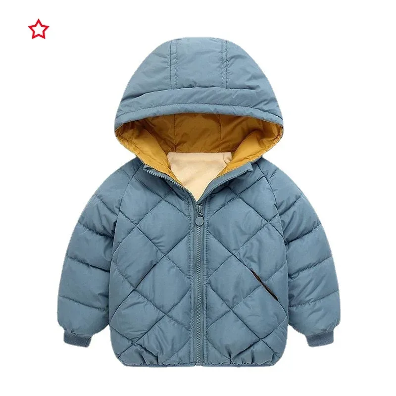 Kids' Hooded Cotton-Padded Coat — Lake Blue, flat front
