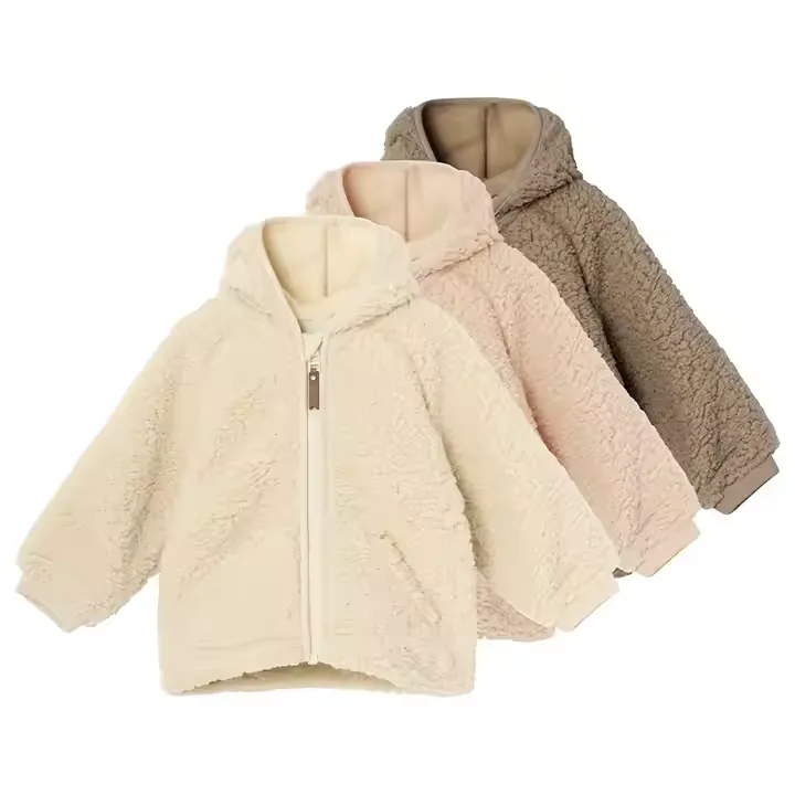Kids' Hooded Sherpa Zip Jacket — 3 Colourways — Three colourways together