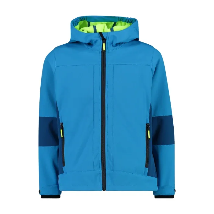 Kids' Hooded Softshell Fleece Jacket — 5 Colourways — Bright Blue, front view
