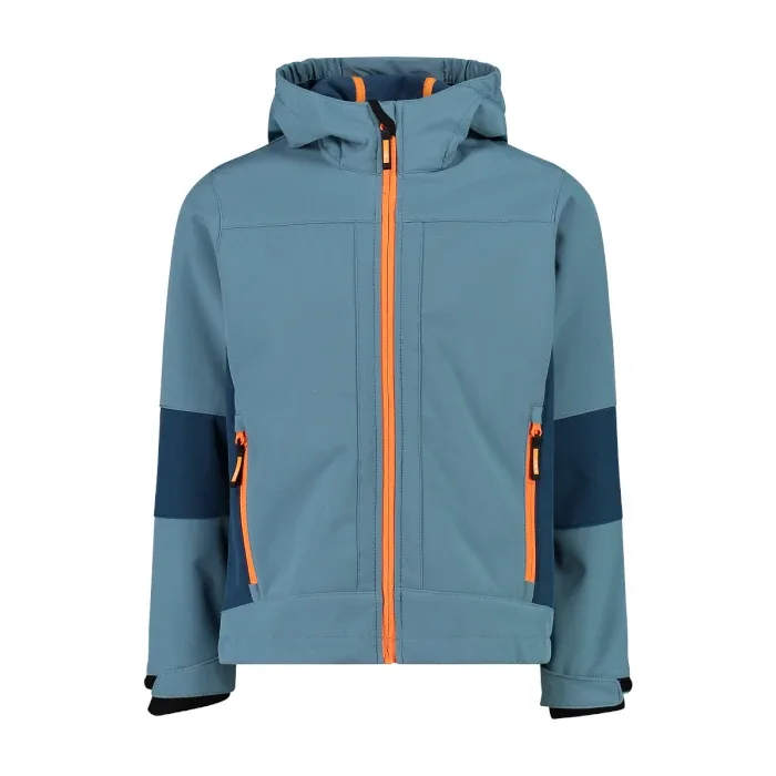 Kids' Hooded Softshell Fleece Jacket — 5 Colourways — Grey, front view