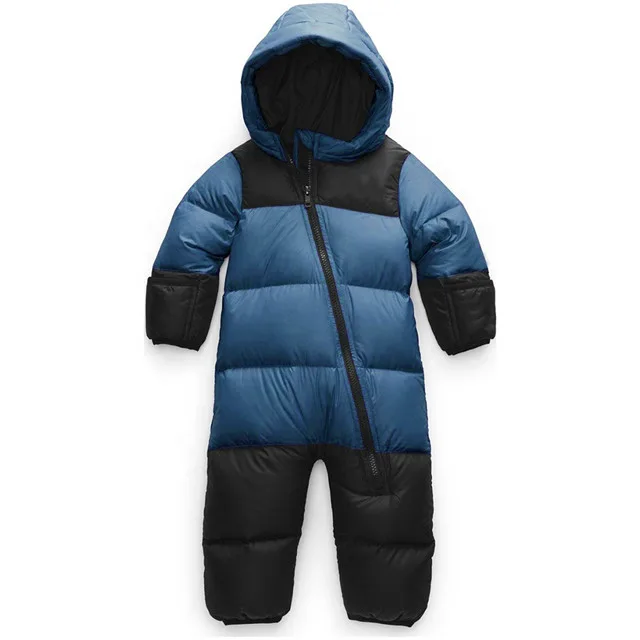 Kids' Insulated One-Piece Snowsuit — Blue / Black, front view