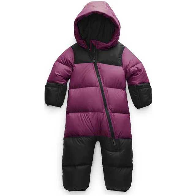 Kids' Insulated One-Piece Snowsuit — Plum / Black, front view