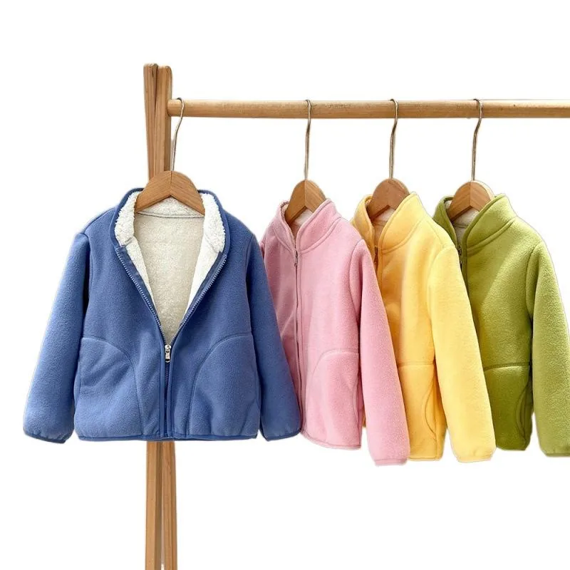 Kids' Longline Fleece-Lined Zip Jacket — 4 Colourways — Four colourways, on rail