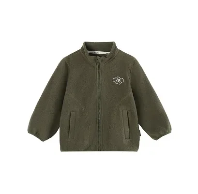 Kids' Melange Fleece Jacket — Dark Green, flat front