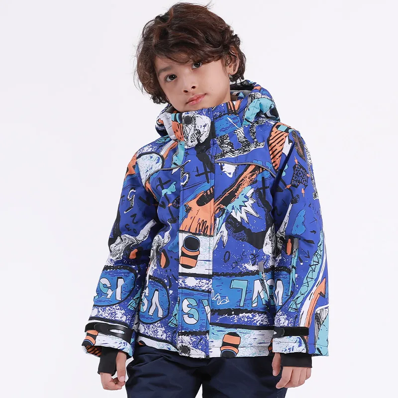 Kids' mix-and-match ski suit set — Dark Blue Graffiti Jacket