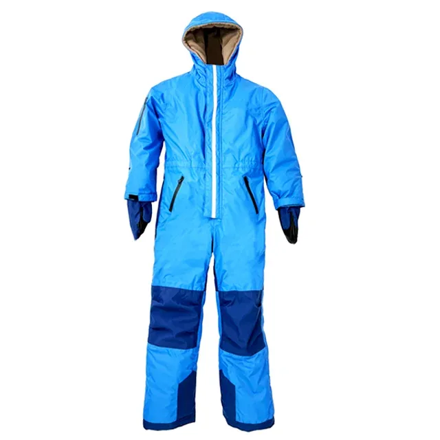 Kids' One-Piece Ski Jumpsuit — 2 Colourways — Blue, front view