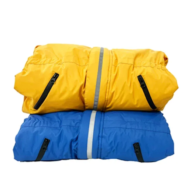 Kids' One-Piece Ski Jumpsuit — 2 Colourways — Blue and Yellow, folded view, both colourways