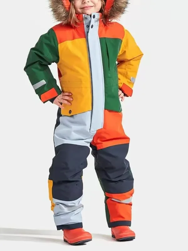 Kids' one-piece ski suit — Multicolor, on model