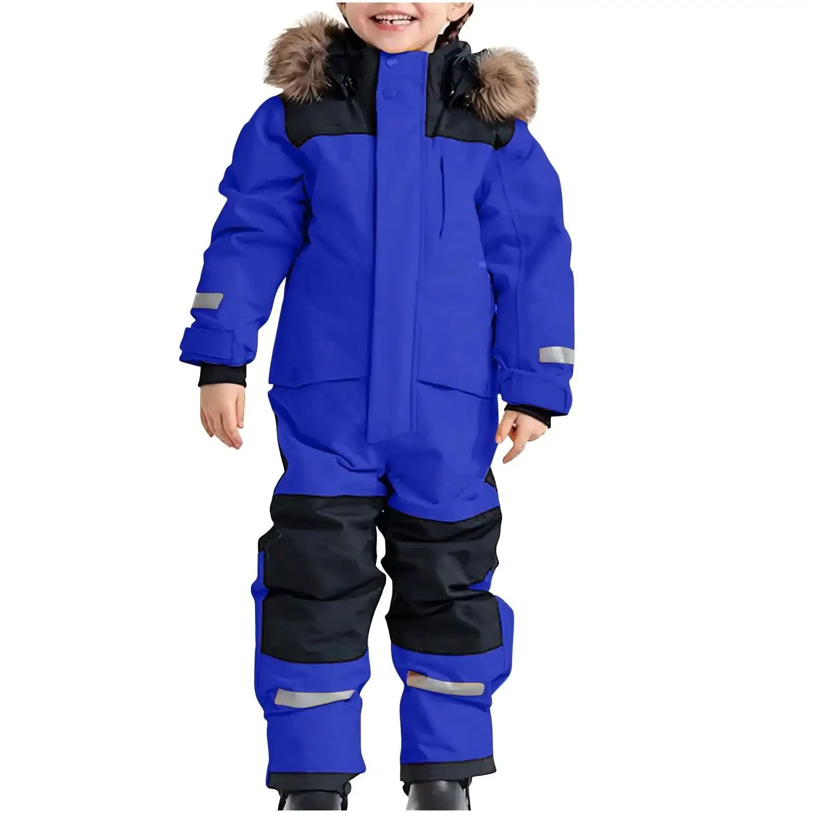 Kids' one-piece ski suit — Blue, on model