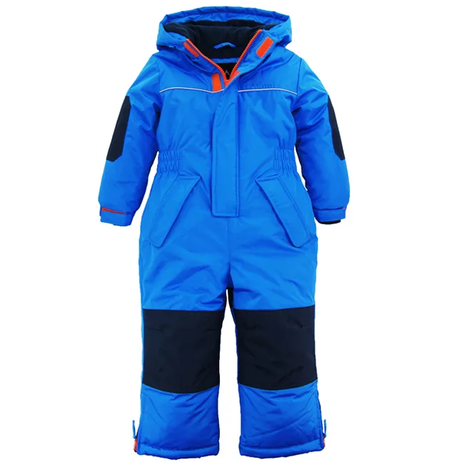 Kids’ One-Piece Ski Suit — Blue — Blue, front view