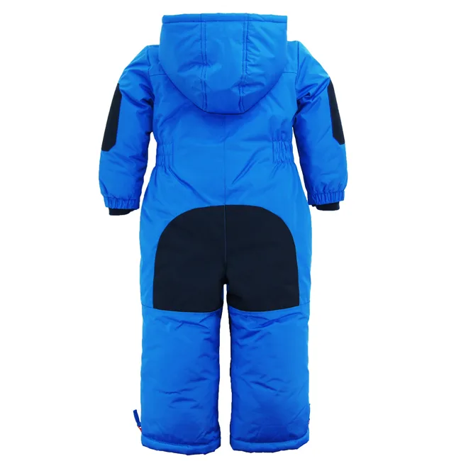 Kids’ One-Piece Ski Suit — Blue — Blue, back view