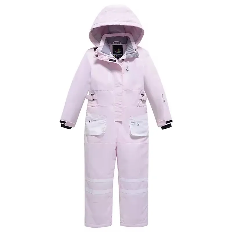 Kids' One-Piece Snowsuit — Reflective — 7 Colourways — Light Pink, hanging flat view