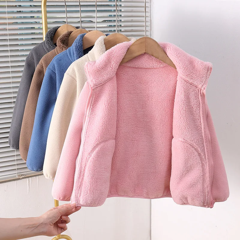 Kids' Plush Fleece Zip Jacket — 5 Colourways — Five colourways, hanger group view