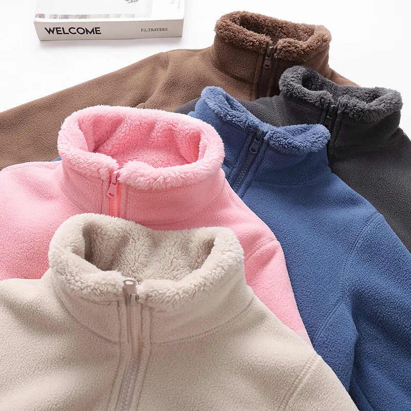 Kids' Plush Fleece Zip Jacket — 5 Colourways — Five colourways, collar detail