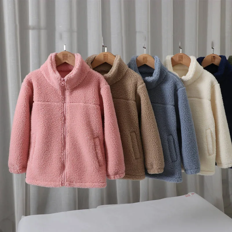 Kids' Plush Sherpa Zip Jacket — 4 Colourways — Four colourways, on rail