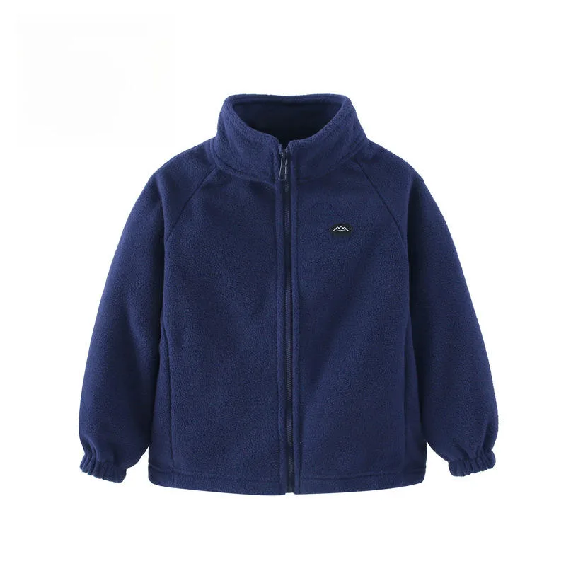 Kids' Polar Fleece Zip Jacket — 3 Colourways — Navy Blue, front view