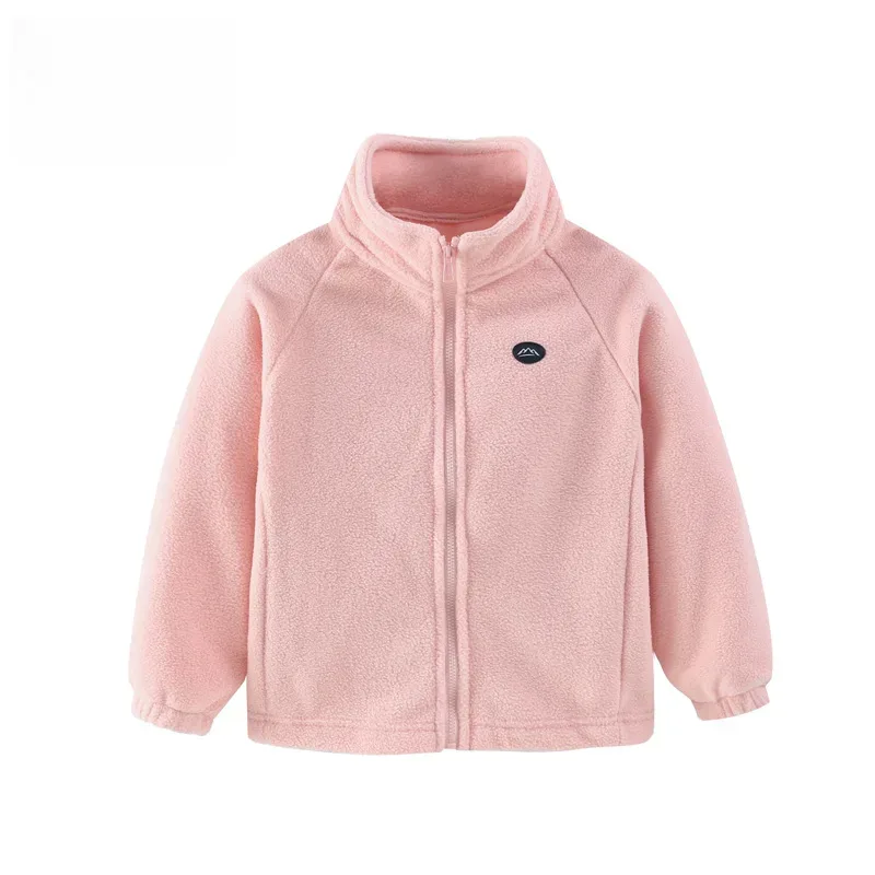 Kids' Polar Fleece Zip Jacket — 3 Colourways — Light Pink, front view