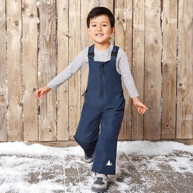 Kids' Reflective Ski Bib Pants — 3 Colourways — Navy Blue, worn