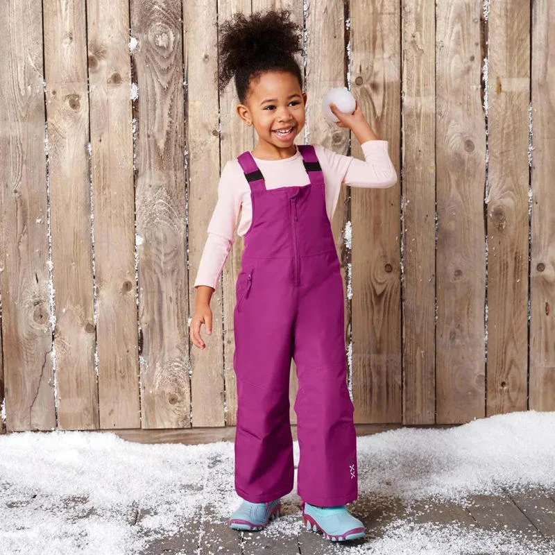 Kids' Reflective Ski Bib Pants — 3 Colourways — Magenta, worn